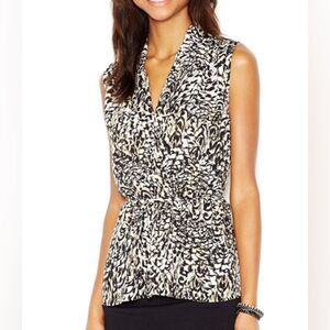 Bar III Womens Printed Surplice Pullover Top size XS